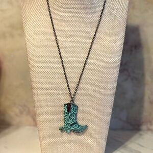 Turquoise Boot Pendant Necklace